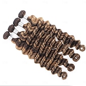 Недорогие 4 пучка человеческих волос-стр. 4/27#, свободные глубокие пучки натуральных волос (4 пучка, 18, 18, 20, 20 дюймов)