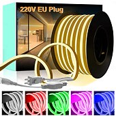 economico Strisce luminose COB-5m 10m 15m Luci al neon 600-3000 LED 2835 SMD Neon flessibile 8mm 1 pc Bianco caldo Bianco Rosso Strisce LED All&#039;aperto Impermeabile Vacanze 220-240 V