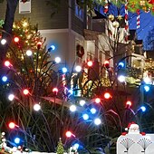 cheap Landscape Lights-2pcs Patriotic Solar Firefly Lawn Light Independence Day Fourth of July Decorative Garden Light Red White Blue Outdoor Waterproof Swaying Star Lights Outdoor Garden Memorial Day Decoration