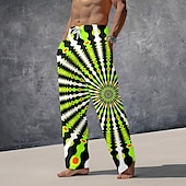cheap Men&#039;s Printed Casual Pants-Men&#039;s Graphic Casual Pants Mid Waist Holiday Straight Leg Summer Spring 3D Print Yellow Red Blue