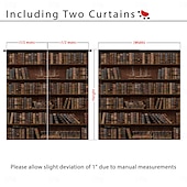 preiswerte Blackout -Vorhang-Vintage Bücherregal Verdunkelungsvorhänge Türisolierung Außenbalkon Rest Wohnzimmer Wohndekoration 2-teiliges Set mit 3D-Digitaldruck perforiert