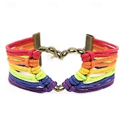 baratos Parada do Orgulho de dezembro-mês do orgulho diy retro metal amor arco-íris tecelagem pulseira e pulseira de joias