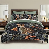 cheap Duvet Cover Sets-Retro Rainforest Rabbit Duvet Cover Set 2-piece Set 3-piece Set Lightweight Soft Short Plush Set Thick Feather Square Bed