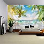 cheap Ocean Beach Tapestry-Sunshine Beach Landscape Hanging Tapestry Wall Art Large Tapestry Mural Decor Photograph Backdrop Blanket Curtain Home Bedroom Living Room Decoration