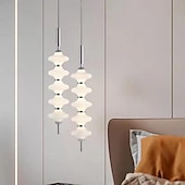 abordables Éclairages pour îlot-LED pendentif lumière 70 cm noir or cuisine pendentif éclairage sur île longue barre pendentif lumière milieu du siècle long linéaire lustre boule plafond pendentif lustre 110-240 v
