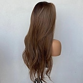 voordelige Pruiken van echt haar, met kanten voorzijde-Remy mensenhaar 4x13 Sluiting Pruik Gratis deel Braziliaans haar Golvend Bruin Pruik 130% 150% Haardichtheid met babyhaar Natuurlijke haarlijn 100% Maagd Met gebleekte knopen Pre-geplukt Voor Dames