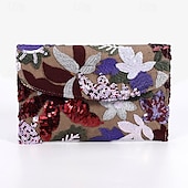 cheap Clutches &amp; Evening Bags-Women&#039;s Embroidered Floral Clutch - Handheld Evening Bag with Colorful Bead and Sequin Details