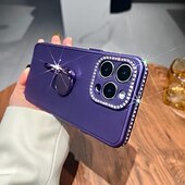 cheap iPhone Cases-Phone Case For iPhone 15 Pro Max Plus iPhone 14 13 12 11 Pro Max Plus Back Cover with Stand Holder Bling Glitter Shiny Shockproof TPU Plating Metal