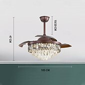 cheap Chandeliers-42&quot; Modern Crystal Chandelier Ceiling Fan LED Light Retractable Blades with Remote