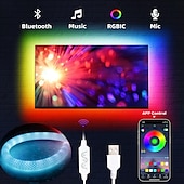 abordables Lampes néon led-bande lumineuse LED tissée étanche ws2811 rgbic tissé silicone néon adressable couleur de rêve bande lumineuse LED USB avec 15 mm éclairage à 360 degrés application de musique Bluetooth sans fil 2,4 g