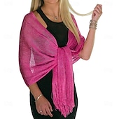 billige Sjal-Sjale Sjal til kvinner Glitter Glitrende Ermeløs Polyester Bryllup Wrap Med Dusk Til Bryllup Vår sommer