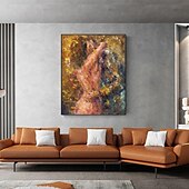 billiga Nude Art-handgjord oljemålning canvas väggkonst dekoration figur abstrakt kniv rita kram naket par för heminredning rullad ramlös osträckt målning
