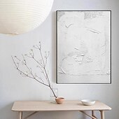 abordables Peintures Abstraites-peint à la main 3d texturé blanc peinture abstraite sur toile 3d texturé art mural boho moderne toile art salon décor pattle couteau peinture à l&#039;huile décor à la maison hôtel pièce d&#039;art