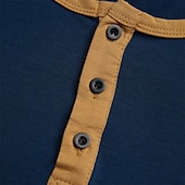 preiswerte Lässiges Henley-T-Shirt-Herren Henley Shirt T-Shirt Kurze Ärmel Glatt Raglanärmel Modisch Designer Basic Knopf hoch Henley Urlaub Strasse Ausgehen Sommer Dunkel Braun Marineblau Königliches Blau Henley T-Shirt