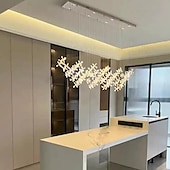 baratos Candelabros de Cristal-Lustre led branco quente 100cm 8 luzes design exclusivo lustre de flor de cristal restaurante luxo arte italiana bar ilha candeeiros de mesa criativo metal sala de jantar 110-240v