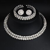 levne Sady šperků-Svatební šperky Soupravy 3 Umělé diamanty 1 x náhrdelník 1 x náramek Náušnice Dámské Elegantní Sladký Půvab Klasika láska Drahocenný Sada šperků Pro Svatební Dar