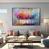 preiswerte Baumölgemälde-bunte Bäume Ölgemälde auf Leinwand große handgemalte Wandkunst abstrakte Wald Ölgemälde Wandkunst Landschaft Ölgemälde moderne Blumen Baum Gemälde für Wohnzimmer Wohnkultur Geschenk
