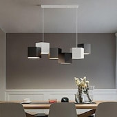 billige Lysekroner-led hengende lysarmatur for spisestue kontor stue, moderne kube dimmes led pendel lys 6 lys, moderne geometrisk lysekrone