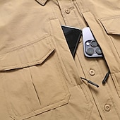 cheap Men&#039;s Work Shirts-Men&#039;s Shirt Workwear Shirts Work Shirt Button Up Shirt Cargo Shirt Black khaki Army Green Gray Long Sleeve Plain Turndown Vacation Holiday Front Pocket Clothing Apparel Fashion Casual Comfortable