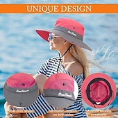 cheap Home Hats-Sunshade Hat UV Protection Wide Brim Beach Cap Foldable Ponytail Bucket Fishing Hat Beach Cap for Fishing Hiking Gardening Outdoor
