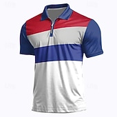  4 luglio 2026 250° Per uomo Veterani Patriottico Polo con zip Maglia da golf Manica Corta Magliette polo Camicie con Colletto Casual Abbigliamento casual alla moda Abbigliamento da vacanza Abiti da
