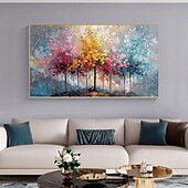 preiswerte Baumölgemälde-bunte Bäume Ölgemälde auf Leinwand große handgemalte Wandkunst abstrakte Wald Ölgemälde Wandkunst Landschaft Ölgemälde moderne Blumen Baum Gemälde für Wohnzimmer Wohnkultur Geschenk