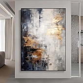 billiga Oljemålningar-grått guld texturerat målning handgjord abstrakt målning handmålad guldfolie akrylmålningar minimalistisk konst vägg konst målning för vardagsrum sovrum konstverk