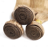 economico 3 ciocche di capelli veri tessitura-capelli brasiliani capelli umani 27# colore capelli castano chiaro 3 pacchi capelli lisci estensioni capelli umani