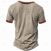 abordables Estilo étnico-Hombre Tribal Impresión de pañuelo Camiseta Henley Shirt Manga Corta Impresión 3D Design Étnico Vacaciones Casual Diario Verano Primavera Gris brezo Caqui Negro Gris Henley Camiseta Henley