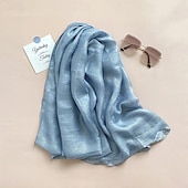 abordables Echarpes mousseline-Foulard Rectangulaire Femme Plein Air du quotidien Rendez-vous Bleu Incarnadin Écharpe Couleur monochrome