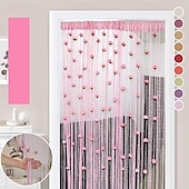 cheap Macrame &amp; String Curtains-Rose Thread Door Curtain, 39x79 Inch Rose Thread Door Curtain, Privacy Door Frame Tassel Rose Thread Door Curtain For Home Decor Door Windows Valentine&#039;s Day