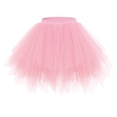 cheap Bottoms-1950s 1980s Rockabilly Short / Mini Petticoat Hoop Skirt Tutu Under Skirt Ballet Dancer Women&#039;s Carnival Costume Kings Day Halloween Carnival Performance Party Pride Parade Adults&#039; Skirt Spring