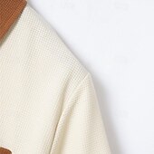 preiswerte Klassisches Poloshirt für Herren-Herren Waffel-Poloshirt Golfhemd Arbeit Casual Kargen Kurzarm Basic Modern Farbblock Patchwork Taste Frühling Sommer Regular Fit Schwarz Weiß Blau Khaki Grau Waffel-Poloshirt