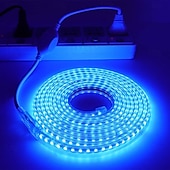 billige vanntette stripelys-led utendørs stripe lys ac220v vanntett ip67 lys stripe eu plug fleksibel tau lys 5050 60 led/m høy lysstyrke egnet for innendørs og utendørs kommersiell belysning dekorasjon inkludert installat