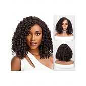 economico Parrucche lace sintetiche-Parrucca in pizzo sintetico Riccio jerry Stile 14 pollice Marrone scuro Separazione profonda Cucita a U Parrucca Da donna Parrucca Marrone chiaro Marrone scuro