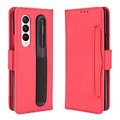 cheap Samsung Cases-Phone Case For Samsung Galaxy Z Fold 5 Z Fold 4 Z Fold 3 Wallet Case Kickstand with Pen Slot Holder Card Slot Retro TPU PU Leather