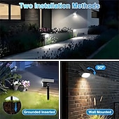 levne Pozemní světla-solární světla venkovní voděodolná ip68 56led solární krajinné trávníkové reflektory pro zahradní terasu osvětlení dvorku, dva způsoby vložení do země a zavěšení na stěnu 1ks