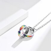 preiswerte Pride Parade Dezember-Stolz regenbogen flagge doppel ring titanium stahl halskette kamerad ziehen sechs farbe doppel ring anhänger