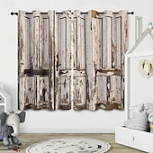 Vintage Wooden Blackout Curtains Door Insulation Outdoor Balcony Rest Living Room Home Decoration 2-piece Set of 3d Digital Printing Perforated cheap Curtains & Drapes-Vintage Wooden Blackout Curtains Door Insulation Outdoor Balcony Rest Living Room Home Decoration 2-piece Set of 3d Digital Printing Perforated