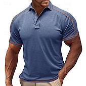 preiswerte Klassisches Poloshirt für Herren-Herren Poloshirt Golfhemd Arbeit Geschäft Gerippter Polokragen Klassisch Kurzarm Basic Modern Feste Farbe Patchwork Taste Frühling Sommer Regular Fit Hellgrün Pink Blau Violett Khaki Grau Poloshirt