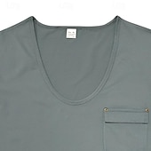 cheap Basic T shirts-Men's T Shirt Tee Short Sleeve Shirt Tee Top Short Sleeve V Neck Spring &amp; Summer Plain Fashion Designer Basic Front Pocket Vacation Street Going out Black White Blue Top Tee for Men