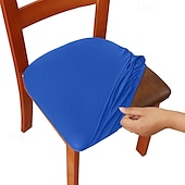 abordables Sr. y Sra. Boda-4 piezas/6 piezas de color sólido cepillado de alta elasticidad funda de silla simple suave y cómoda funda de asiento de silla a prueba de polvo y resistente a la suciedad adecuada para silla de
