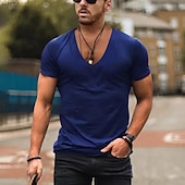 billiga grundläggande t-shirts-Herr T-shirt T-tröja Kort ärm V-hals Sommar Slät Designer Grundläggande Modernt Modernt Klassisk Stil Semester Gata Utekväll Svart Vit Rosa Topp t-shirt för män