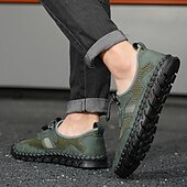cheap Casual Lace-Up Shoes-Men's Faux Leather Green Outdoor Water Shoes, Breathable Quick-Dry Sports Footwear for Hiking, Beach and Summer Adventures