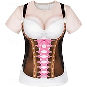 halpa Graafinen Vaatetus-T-paita Anime 3D baijerilainen Katutyyli T-paita Kuvitettu varten Naisten Aikuisten 3D-tulostus varten Karnevaali Oktoberfest-olut Naamiaiset Rento / arki Festivaali