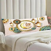 baratos Capa de almofada de férias-Eid mubarak ramadan capa de almofada decorativa, 1 peça, capa de almofada macia, fronha para quarto, sala de estar, sofá, cadeira