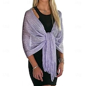 billige Sjal-Sjale Sjal til kvinner Glitter Glitrende Ermeløs Polyester Bryllup Wrap Med Dusk Til Bryllup Vår sommer