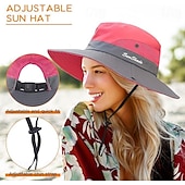 cheap Home Hats-Sunshade Hat UV Protection Wide Brim Beach Cap Foldable Ponytail Bucket Fishing Hat Beach Cap for Fishing Hiking Gardening Outdoor