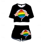 billiga Stolthet-HBTQ Regnbågsflagga Kläder T-shirt Shorts Regnbåge Grafisk Till Dam Vuxna Karnival Maskerad 3D-utskrift Prideparad Pride månad
