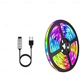 economico Controllo Bluetooth-5m Luci a Stringa 150 LED 5050 SMD 1 Set RGB Striscia LED Festa Impermeabile Autoadesivo Alimentato via USB
